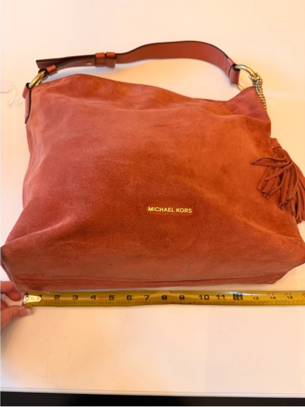 NEW! Michael Kors Suede Hobo Bag in Rust Tan with Tassel - Picture 3 of 13
